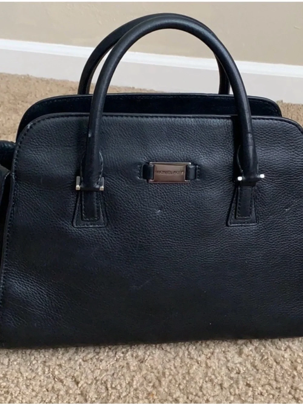 Michael Kors Black Pebbled Leather Top-Handle Satchel